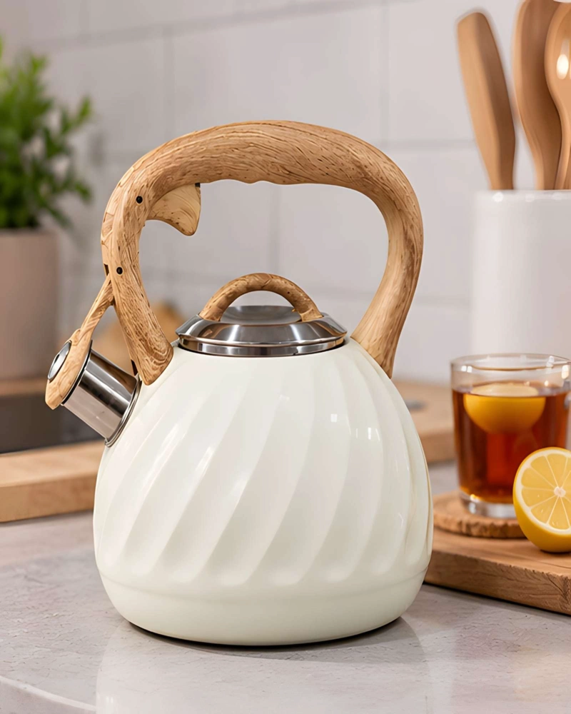 TETERA DE COCINA 3 LITROS ACERO INOXIDABLE DISEÑO NORDICO ASA ERGONOMICA - 1
