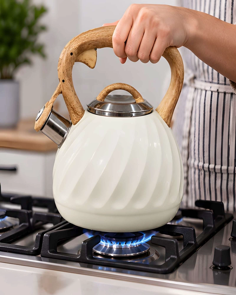 TETERA DE COCINA 3 LITROS ACERO INOXIDABLE DISEÑO NORDICO ASA ERGONOMICA - 3