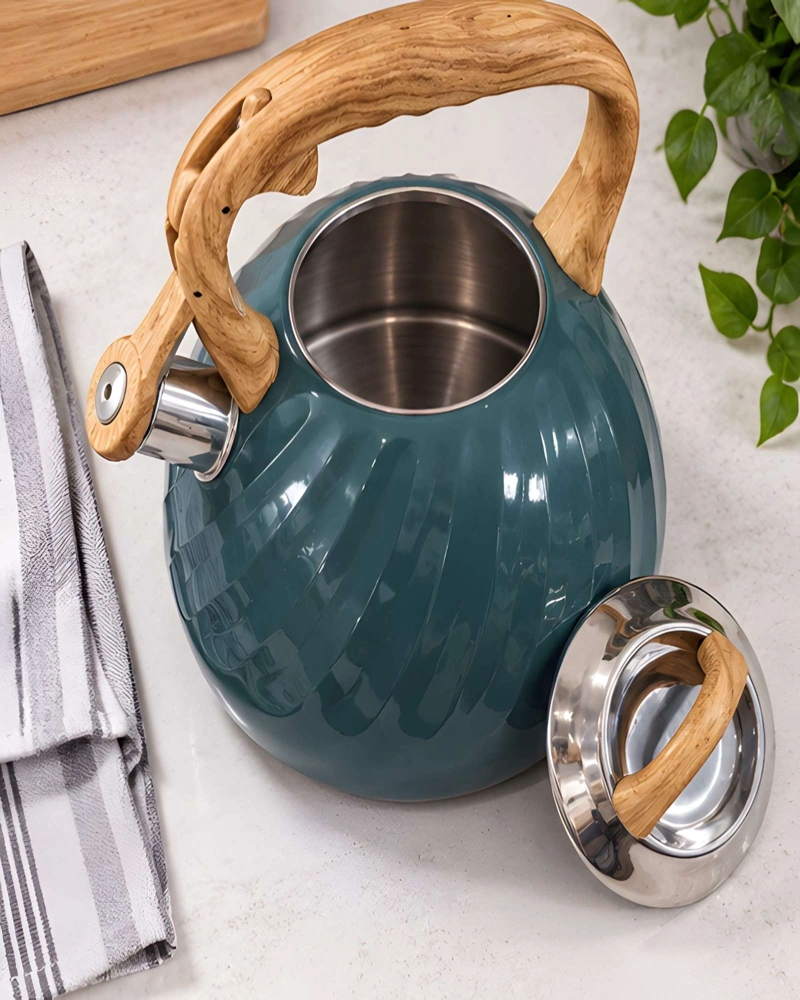 TETERA DE COCINA 3 LITROS ACERO INOXIDABLE DISEÑO NORDICO ASA ERGONOMICA - 3