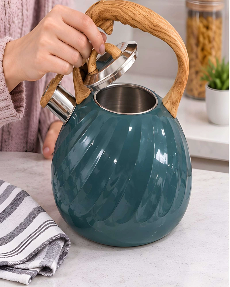 TETERA DE COCINA 3 LITROS ACERO INOXIDABLE DISEÑO NORDICO ASA ERGONOMICA - 4