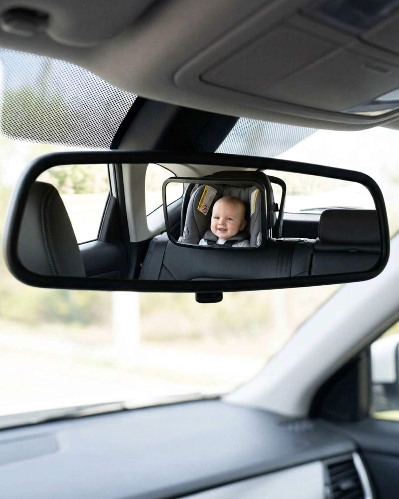 ESPEJO RETROVISOR AUTO PARA BEBE  XL CON GIRO 360° CORREAS AJUSTABLES - 4