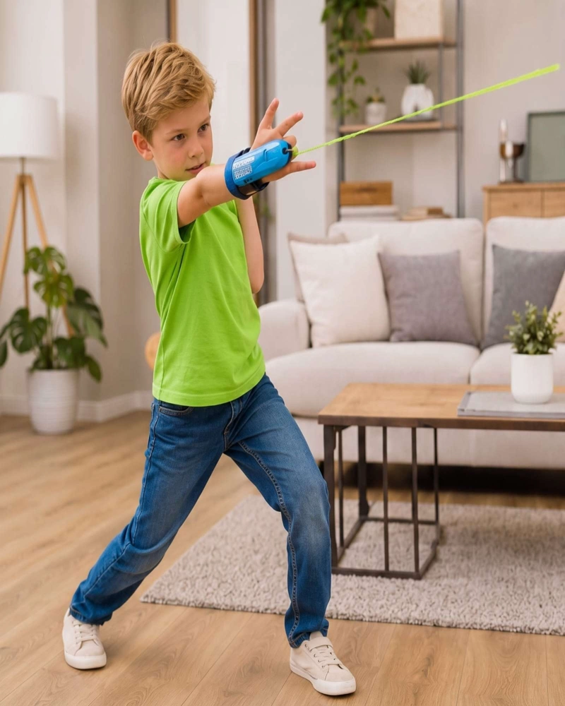 LANZADOR DE TELARAÑAS INFANTIL INTERACTIVO CON LUZ Y BATERIA USB RECARGABLE - 1