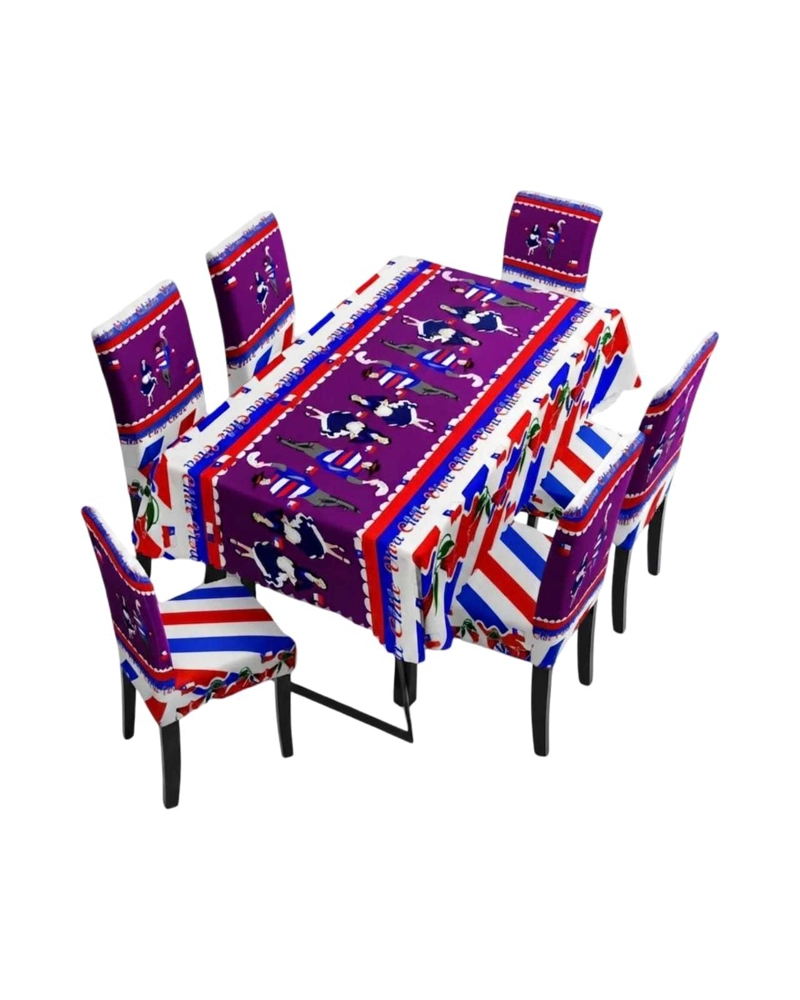 SET DECORATIVO 18 DE SEPTIEMBRE MANTEL 150X220 CM Y 6 FUNDAS SILLAS - 6