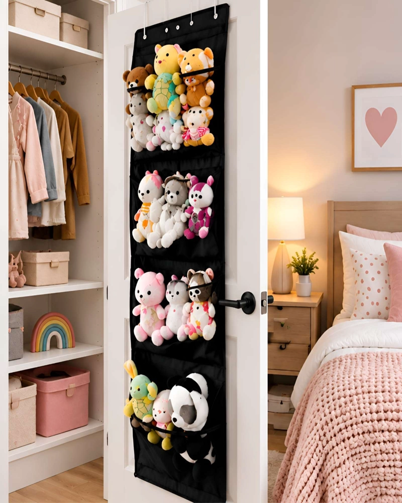 ESTANTERIA COLGANTE DE PUERTA ORGANIZADOR DE PELUCHES JUGUETES MALLA - 1