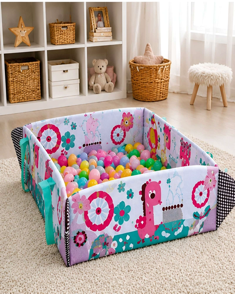 GIMNASIO DE ACTIVIDADES PARA BEBE  5 EN 1 CON PISCINA DE PELOTAS Y ARCOS - 4