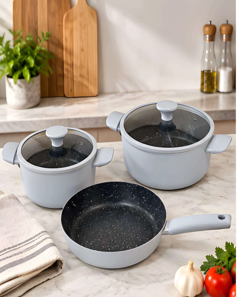 BATERIA DE COCINA DORAL KITCHEN NOVARA 5 PZS OLLAS SARTE N CON TAPAS - 4