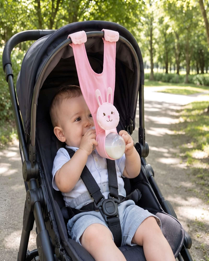 SOPORTE PARA MAMADERA DE BEBE  CON CORREA AJUSTABLE PARA COCHE - 1