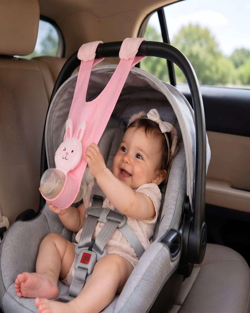 SOPORTE PARA MAMADERA DE BEBE  CON CORREA AJUSTABLE PARA COCHE - 3