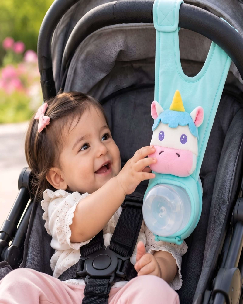 SOPORTE PARA MAMADERA DE BEBE  CON CORREA AJUSTABLE PARA COCHE - 2