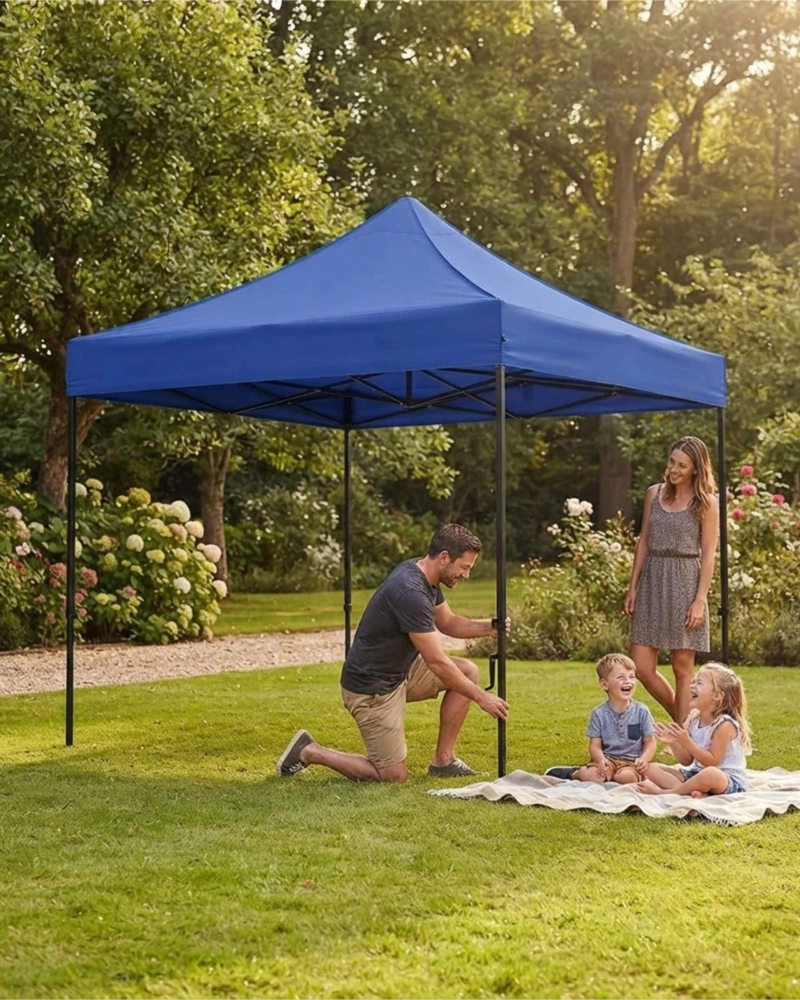 LONA TECHO PARA TOLDO PLEGABLE 3X3 METROS AZUL IMPERMEABLE - 1