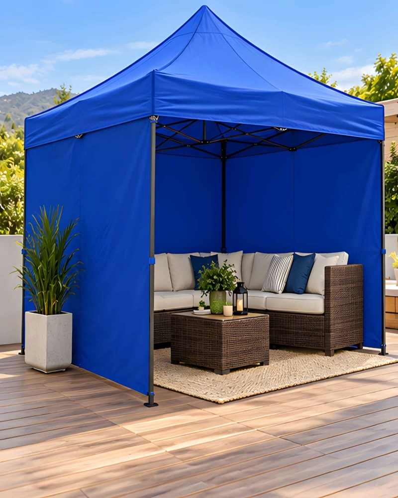 TOLDO AZUL DE 3X3M CON LONA IMPERMEABLE Y ESTRUCTURA METALICA - 2