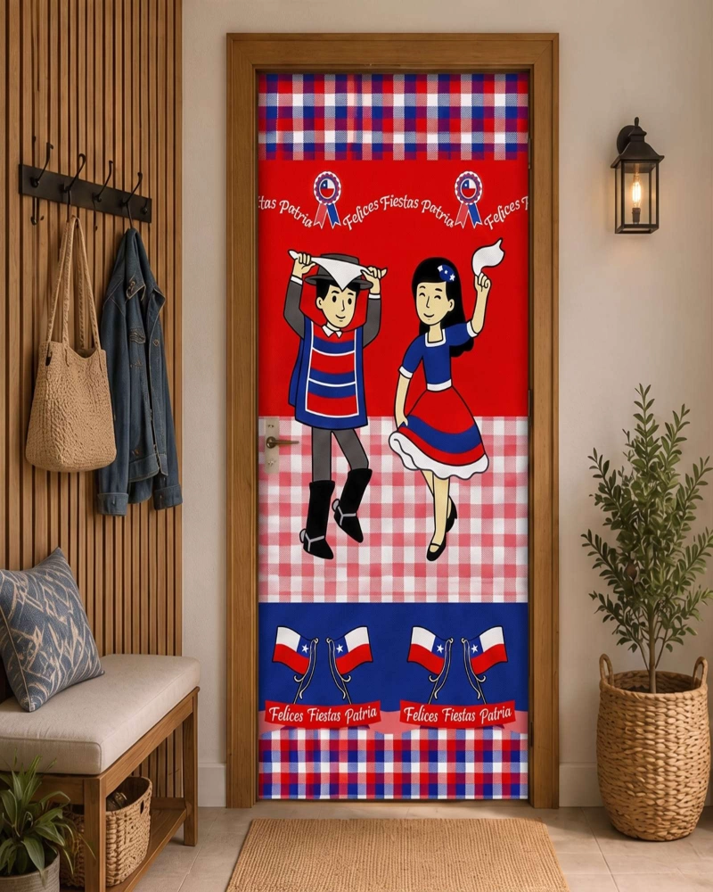 FUNDA ELASTICA DE POLIE STER PARA PUERTA FIESTAS PATRIAS 105 CM X 210 CM - 1