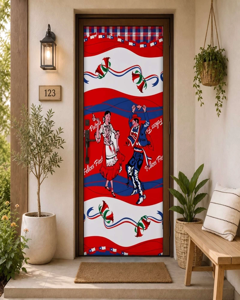 FUNDA ELASTICA DE POLIE STER PARA PUERTA FIESTAS PATRIAS 105 CM X 210 CM - 1