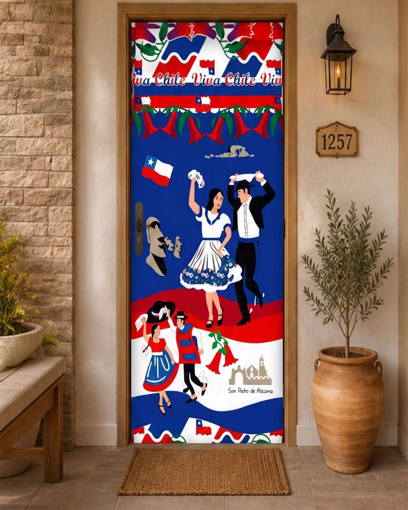 FUNDA ELASTICA DE POLIE STER PARA PUERTA FIESTAS PATRIAS 105 CM X 210 CM - 1