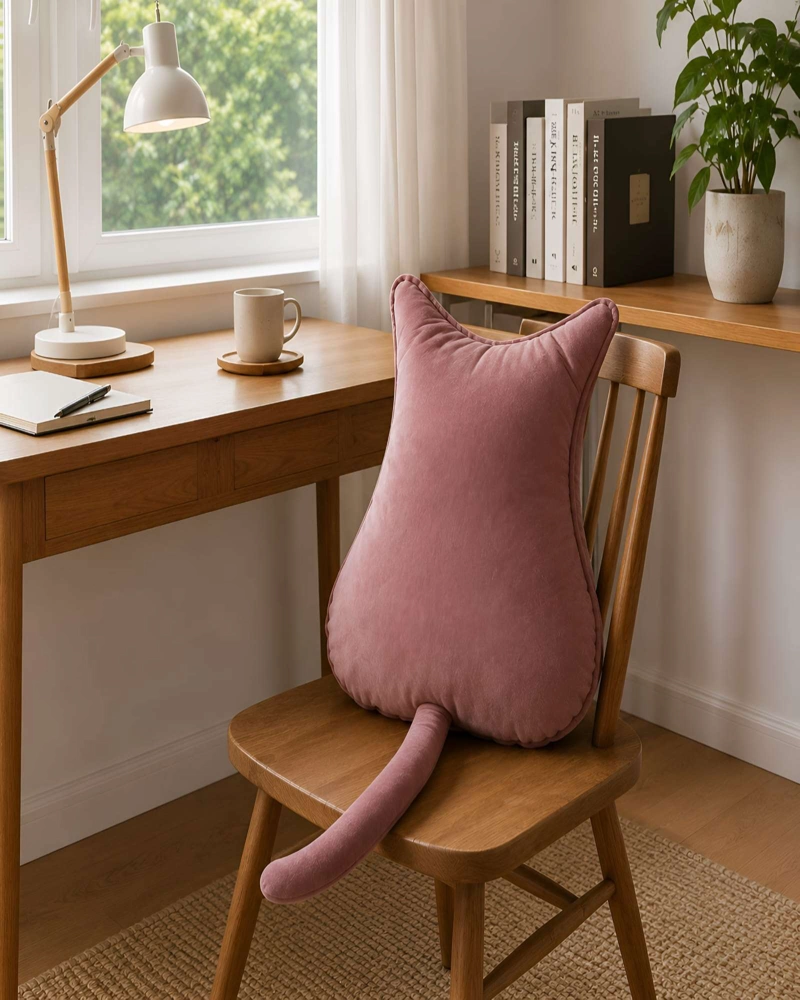 COJIN DECORATIVO FELINO EN TELA ATERCIOPELADA CON RELLENO DE ALTA DENSIDAD - 1