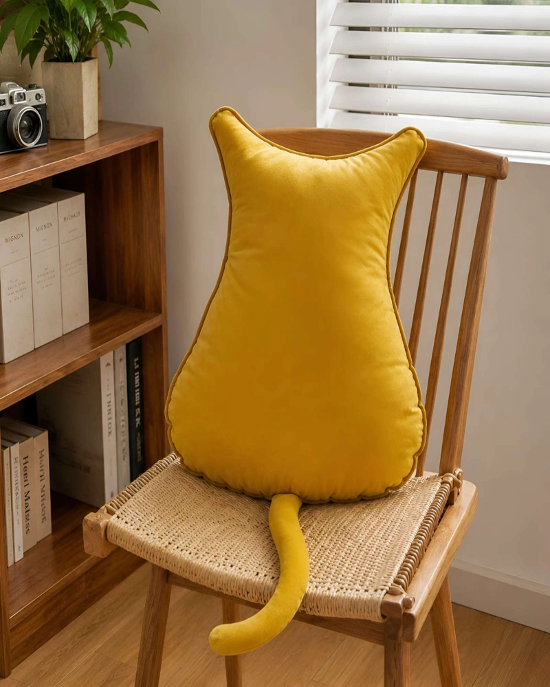 COJIN DECORATIVO FELINO EN TELA ATERCIOPELADA CON RELLENO DE ALTA DENSIDAD - 2