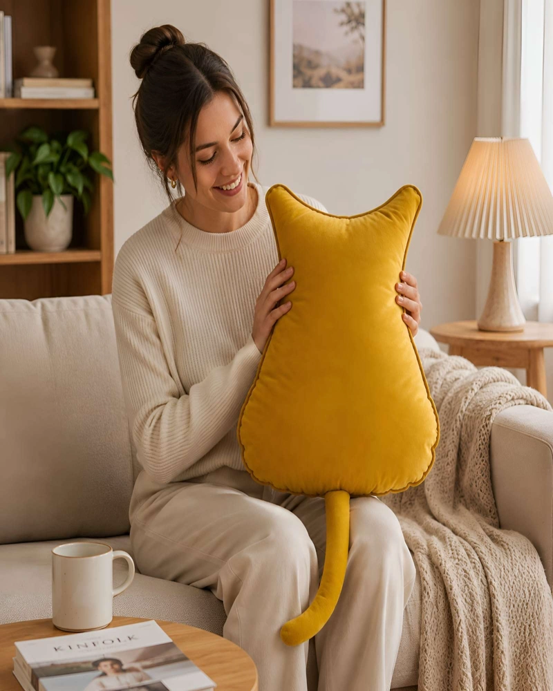 COJIN DECORATIVO FELINO EN TELA ATERCIOPELADA CON RELLENO DE ALTA DENSIDAD - 3