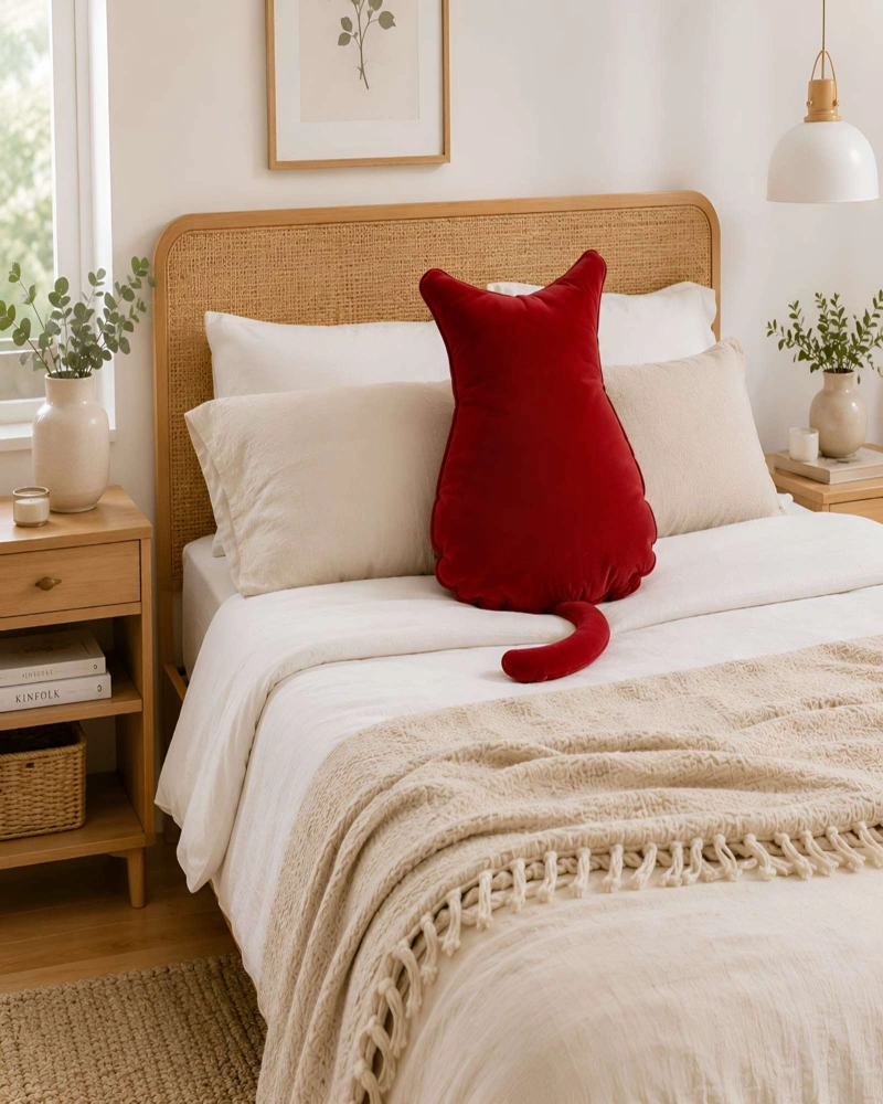 PACK DE 2 COJINES DECORATIVOS FELINOS EN TELA ATERCIOPELADA Y RELLENO ESPONJOSO - 3