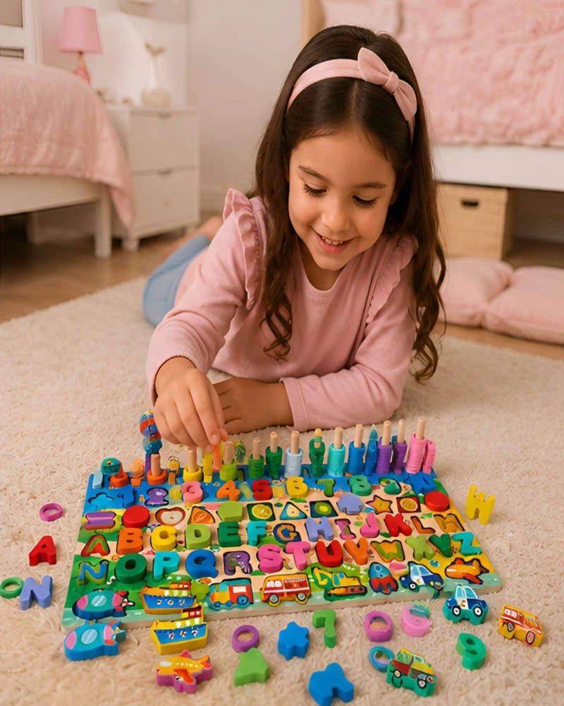 TABLERO DE ACTIVIDADES INFANTIL DE MADERA 7 EN 1 JUGUETE DIDACTICO - 1