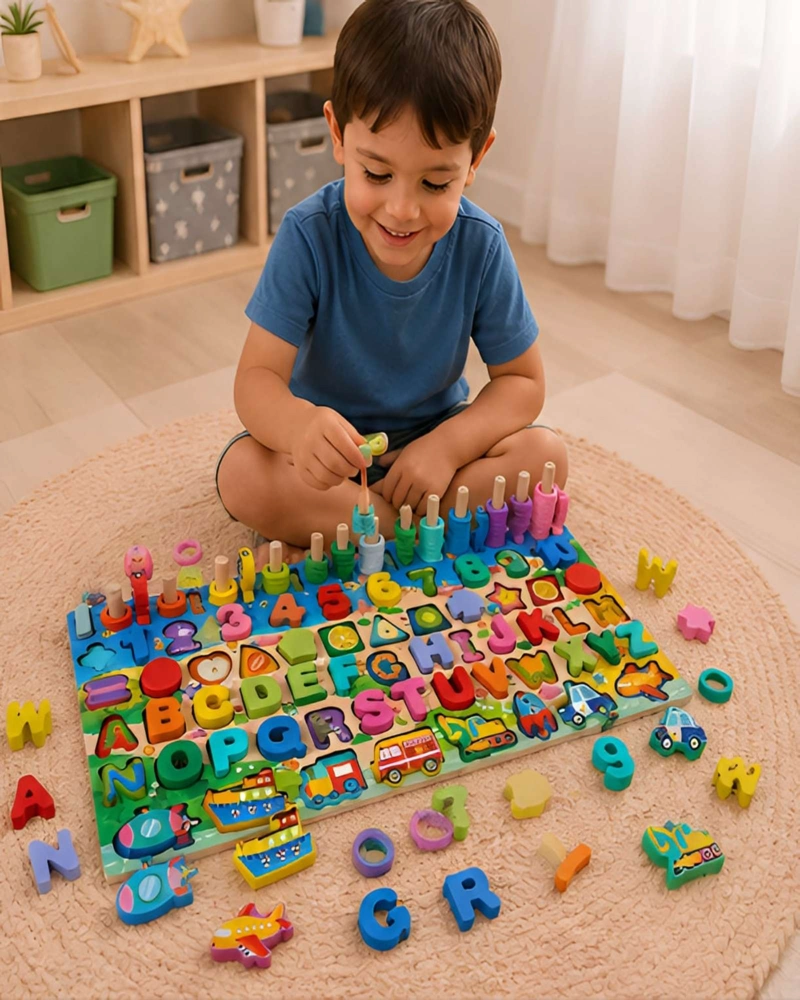 TABLERO DE ACTIVIDADES INFANTIL DE MADERA 7 EN 1 JUGUETE DIDACTICO - 2