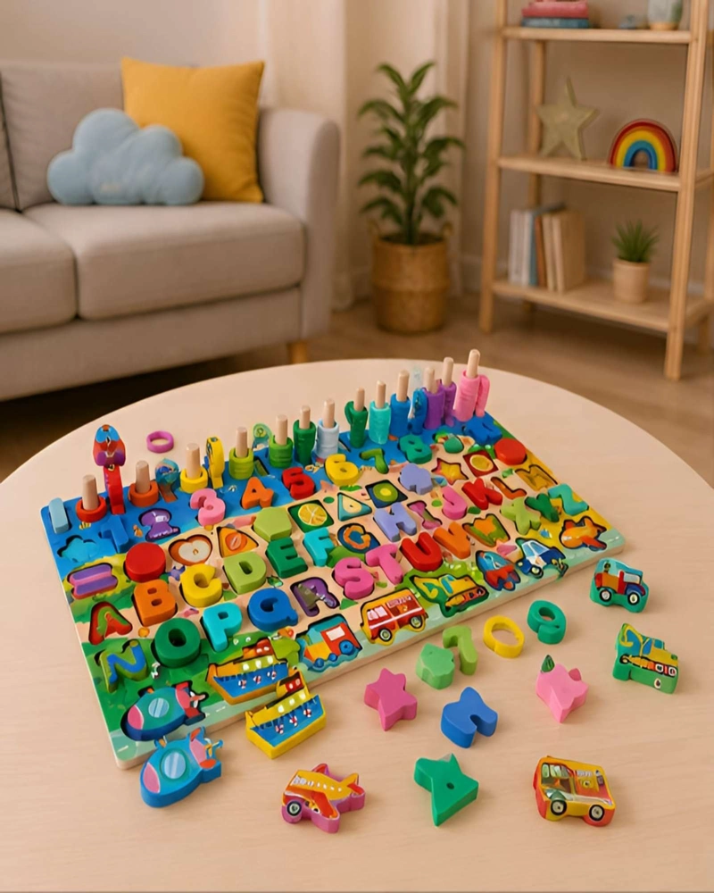 TABLERO DE ACTIVIDADES INFANTIL DE MADERA 7 EN 1 JUGUETE DIDACTICO - 3