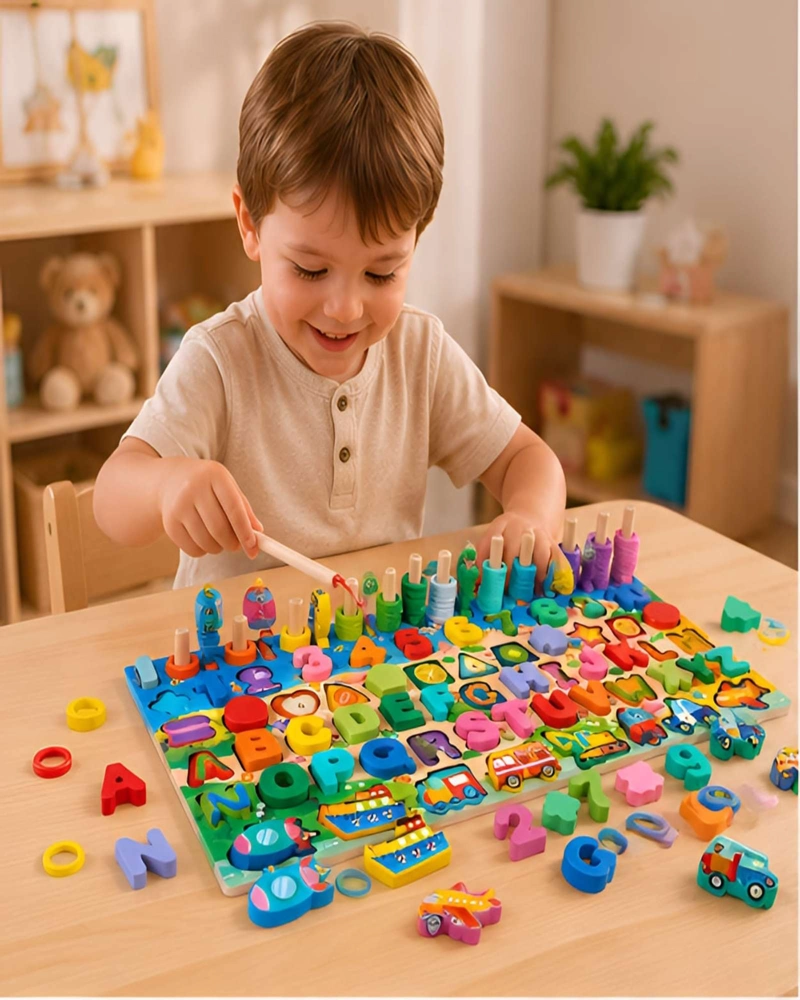 TABLERO DE ACTIVIDADES INFANTIL DE MADERA 7 EN 1 JUGUETE DIDACTICO - 4