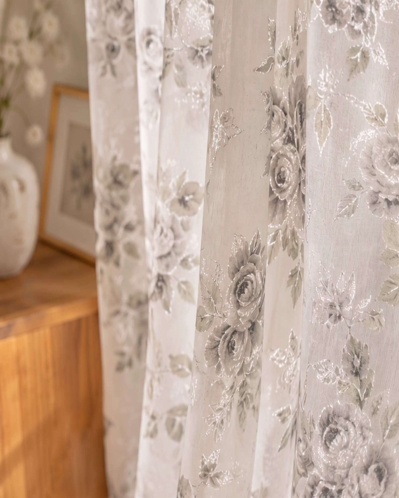 JUEGO DE CORTINAS VISILLO EN GASA TRANSLUCIDA BOTANICA 140 CM X 230 CM - 1
