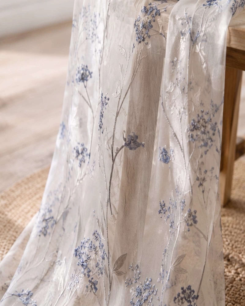 JUEGO DE CORTINAS VISILLO EN GASA TRANSLUCIDA BOTANICA 140 CM X 230 CM - 1