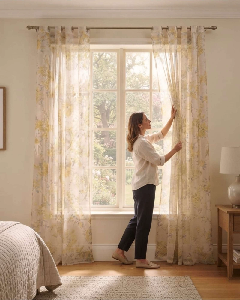 JUEGO DE CORTINAS VISILLO EN GASA TRANSLUCIDA BOTANICA 140 CM X 230 CM - 2
