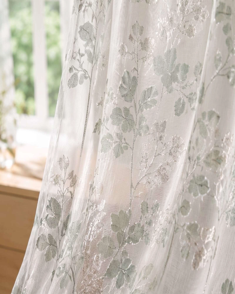JUEGO DE CORTINAS VISILLO EN GASA TRANSLUCIDA BOTANICA 140 CM X 230 CM - 1