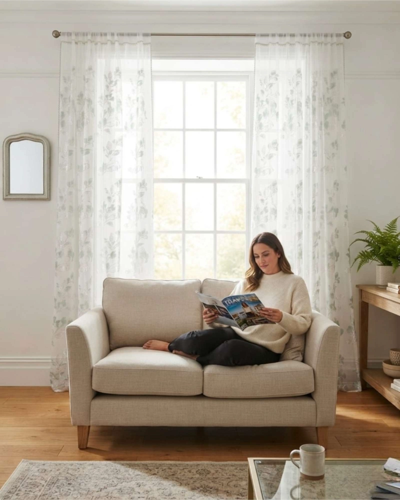 JUEGO DE CORTINAS VISILLO EN GASA TRANSLUCIDA BOTANICA 140 CM X 230 CM - 2
