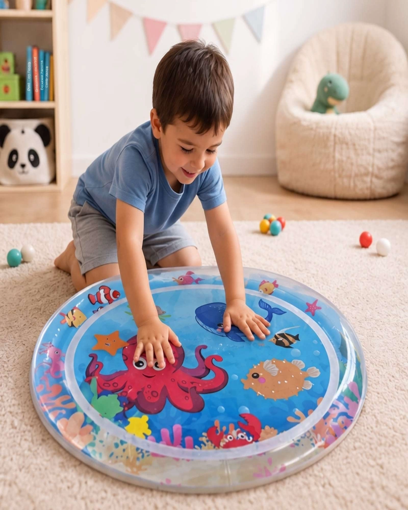 ALFOMBRA SENSORIAL ACUATICA INFLABLE LIBRES DE BPA 56X45 CM PARA BEBE - 3
