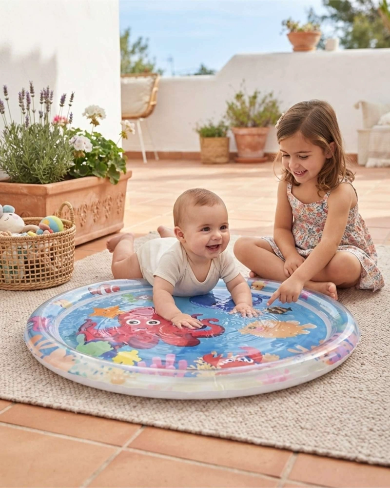 ALFOMBRA SENSORIAL ACUATICA INFLABLE LIBRES DE BPA 56X45 CM PARA BEBE - 4