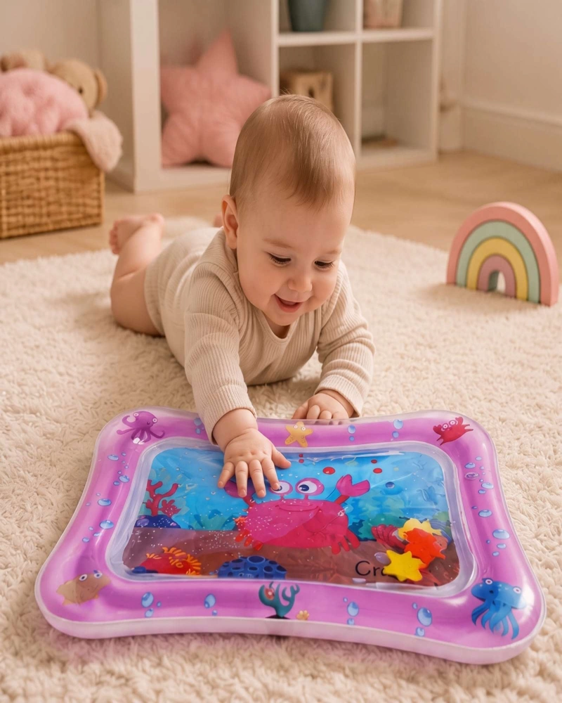 ALFOMBRA SENSORIAL ACUATICA INFLABLE LIBRES DE BPA 56X45 CM PARA BEBE - 1