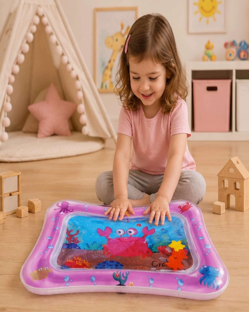 ALFOMBRA SENSORIAL ACUATICA INFLABLE LIBRES DE BPA 56X45 CM PARA BEBE - 2