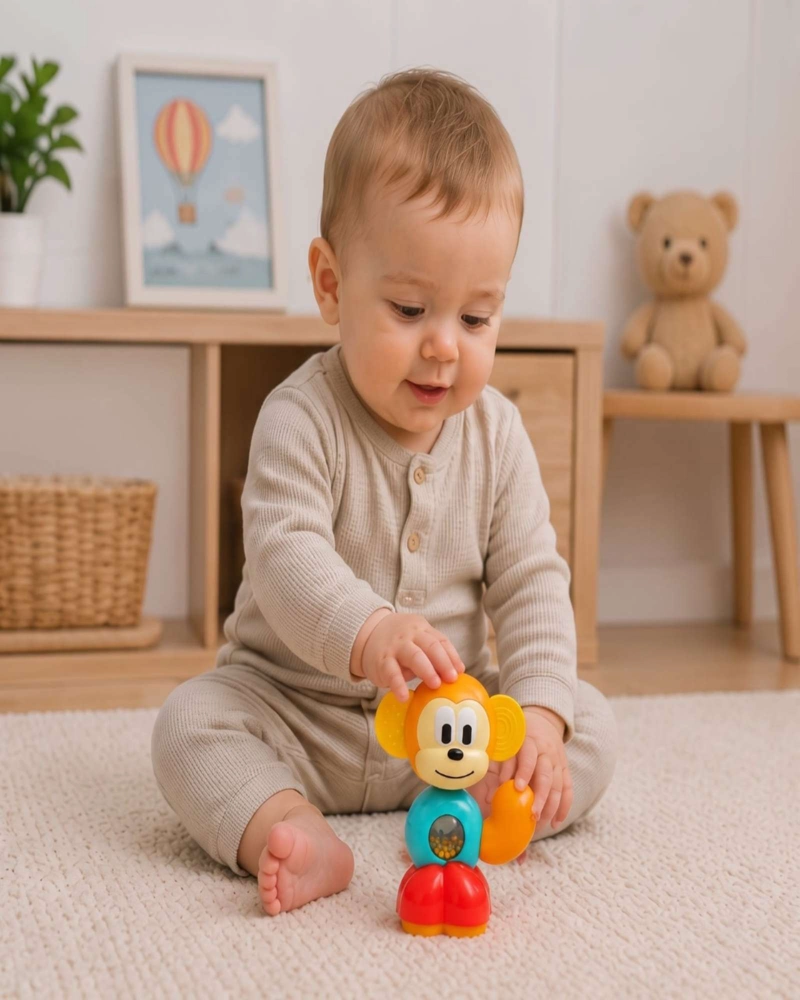 JUGUETE DE ENSAMBLE Y SONAJERO INFANTIL DISEÑO MONO EDUCATIVO - 2