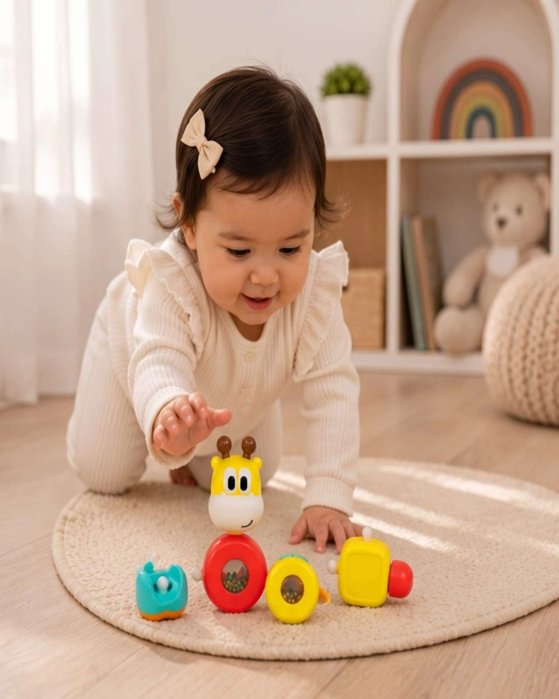JUGUETE DE ENSAMBLE INFANTIL JIRAFA CON SONAJERO MULTISENSORIAL - 1