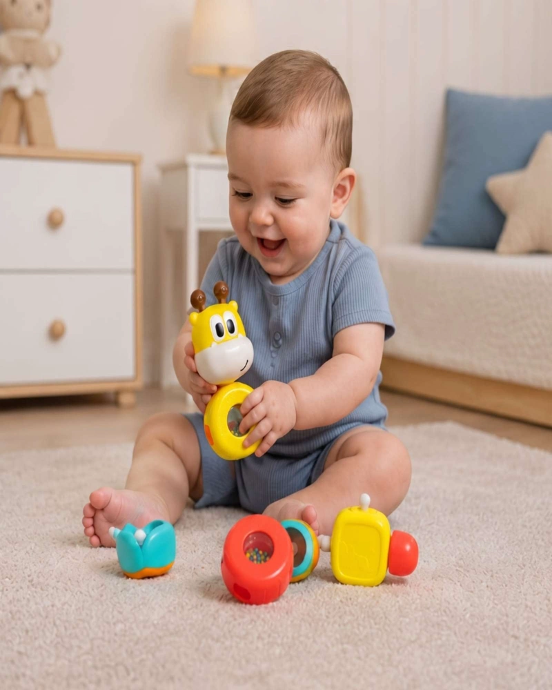 JUGUETE DE ENSAMBLE INFANTIL JIRAFA CON SONAJERO MULTISENSORIAL - 2