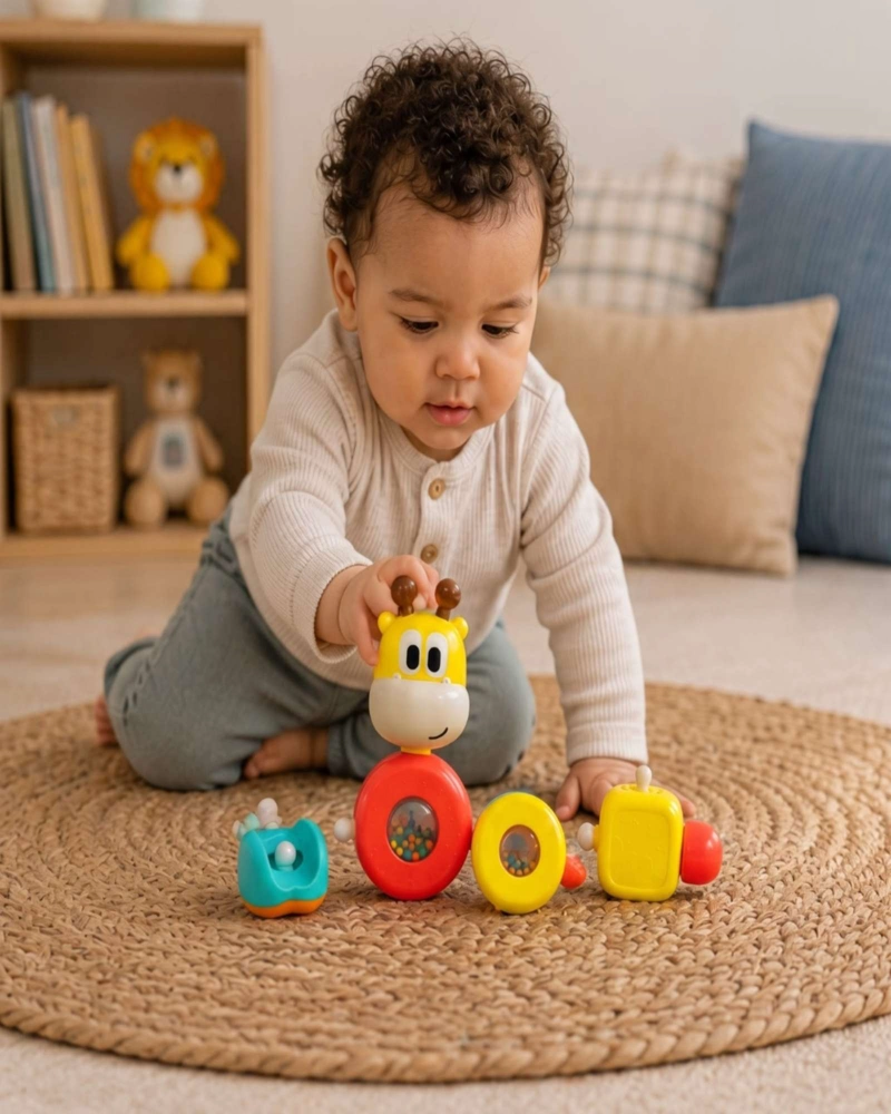 JUGUETE DE ENSAMBLE INFANTIL JIRAFA CON SONAJERO MULTISENSORIAL - 3