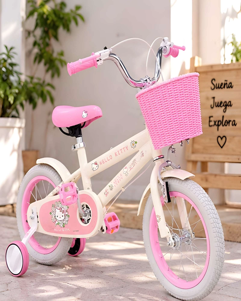 BICICLETA INFANTIL 14 PULGADAS CON RUEDAS LATERALES Y CANASTO - 1