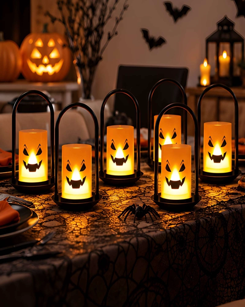 LAMPARAS LED DECORATIVAS DE CALABAZA CON ASA 6 PCS PARA HALLOWEEN - 2
