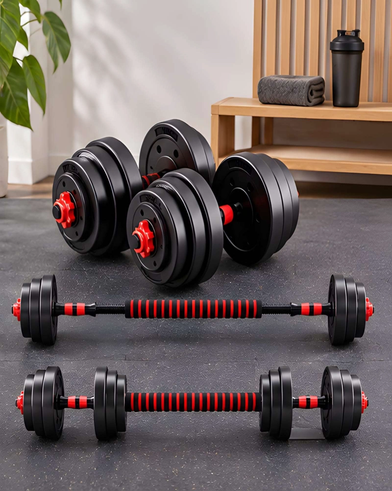 KIT DEPORTIVO DE MANCUERNAS 20 KG CON BARRAS ACOLCHADAS - 5