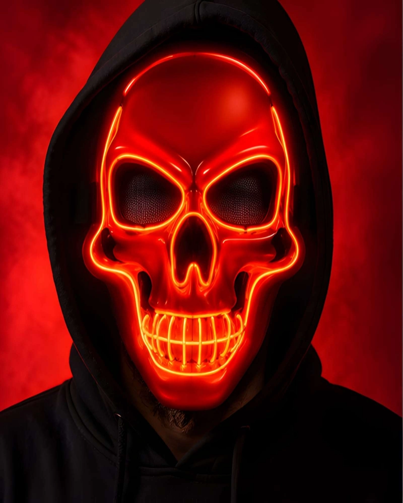 MASCARA LED DE CALAVERA PARA RAVES CONCIERTOS HALLOWEEN Y COTILLON - 3