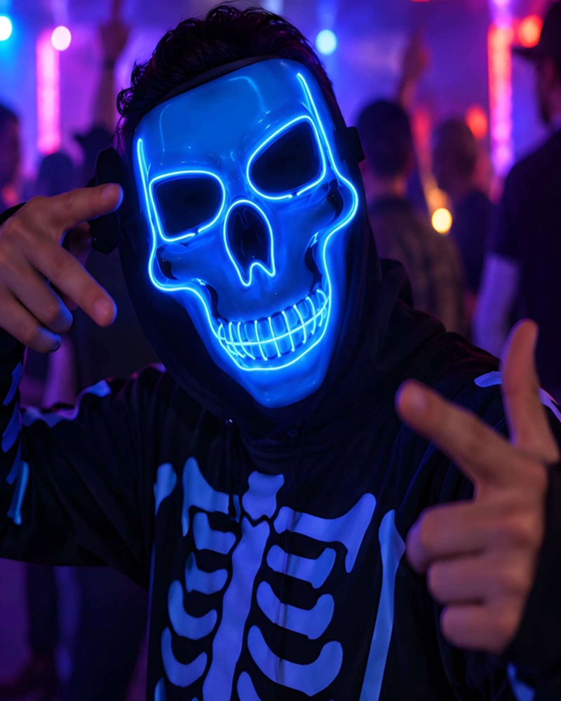 MASCARA LED DE CALAVERA PARA RAVES CONCIERTOS HALLOWEEN Y COTILLON - 2