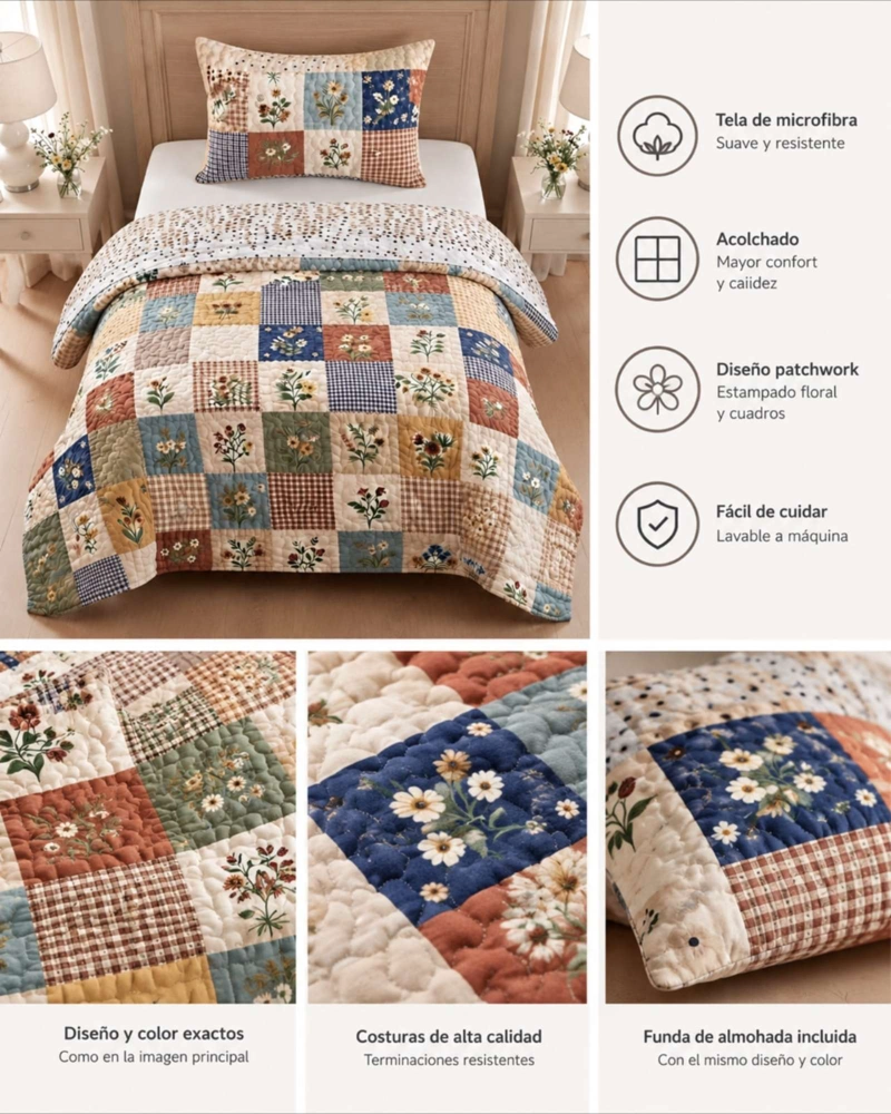 CUBRECAMA 1.5 PLAZAS Y FUNDA DE ALMOHADA - 5
