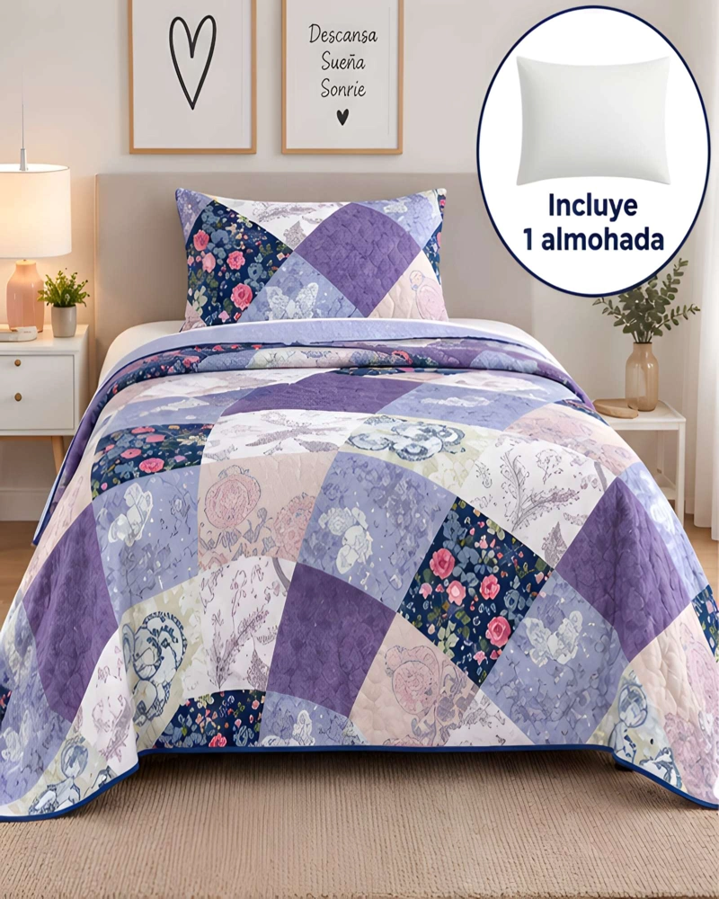CUBRECAMA 1.5 PLAZAS CON FUNDA Y ALMOHADA INCLUIDA - 2