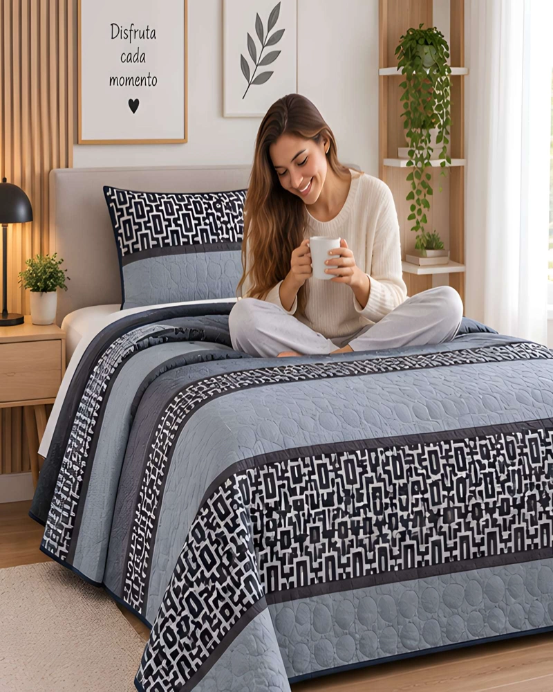 CUBRECAMA 1.5 PLAZAS Y FUNDA DE ALMOHADA - 1