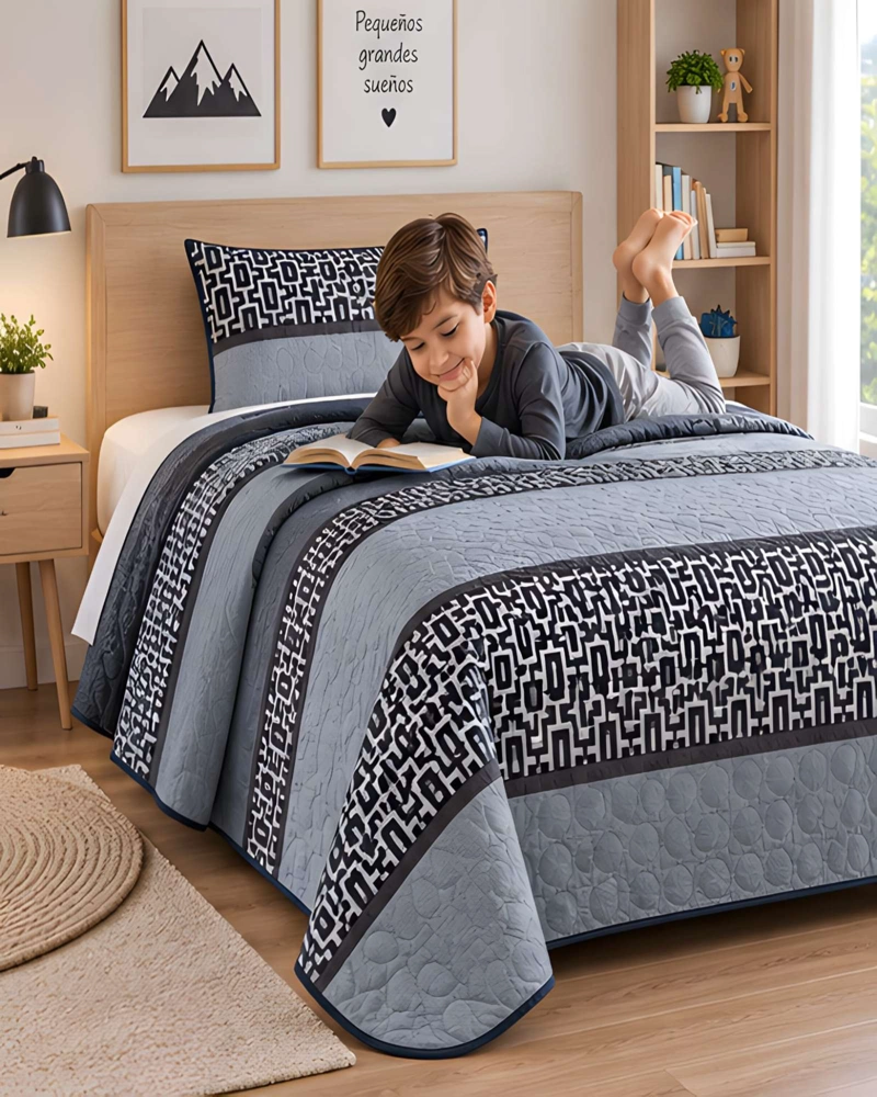 CUBRECAMA 1.5 PLAZAS Y FUNDA DE ALMOHADA - 3