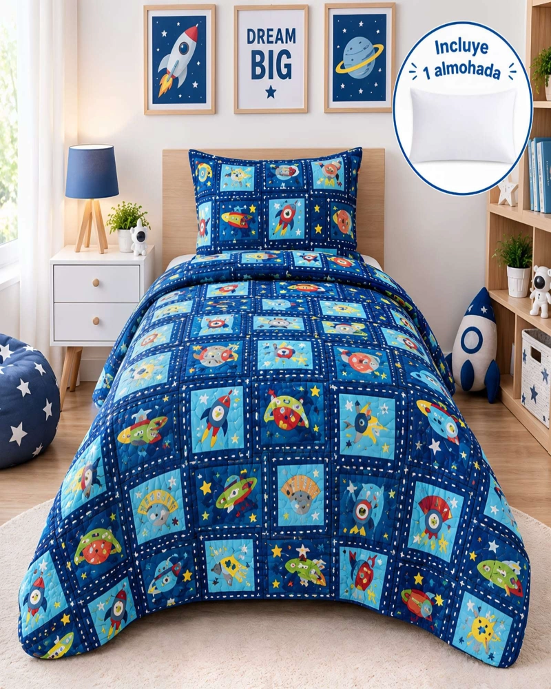 CUBRECAMA 1.5 PLAZAS CON FUNDA Y ALMOHADA INCLUIDA - 2