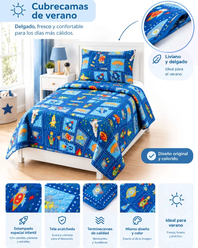 CUBRECAMA 1.5 PLAZAS CON FUNDA Y ALMOHADA INCLUIDA - 5